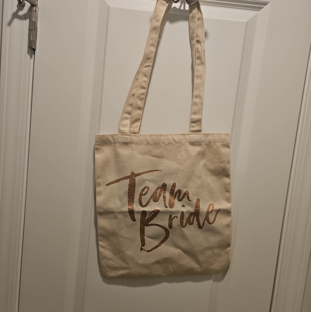 Cream Tote Bag with Rose Gold 'Team Bride' Print